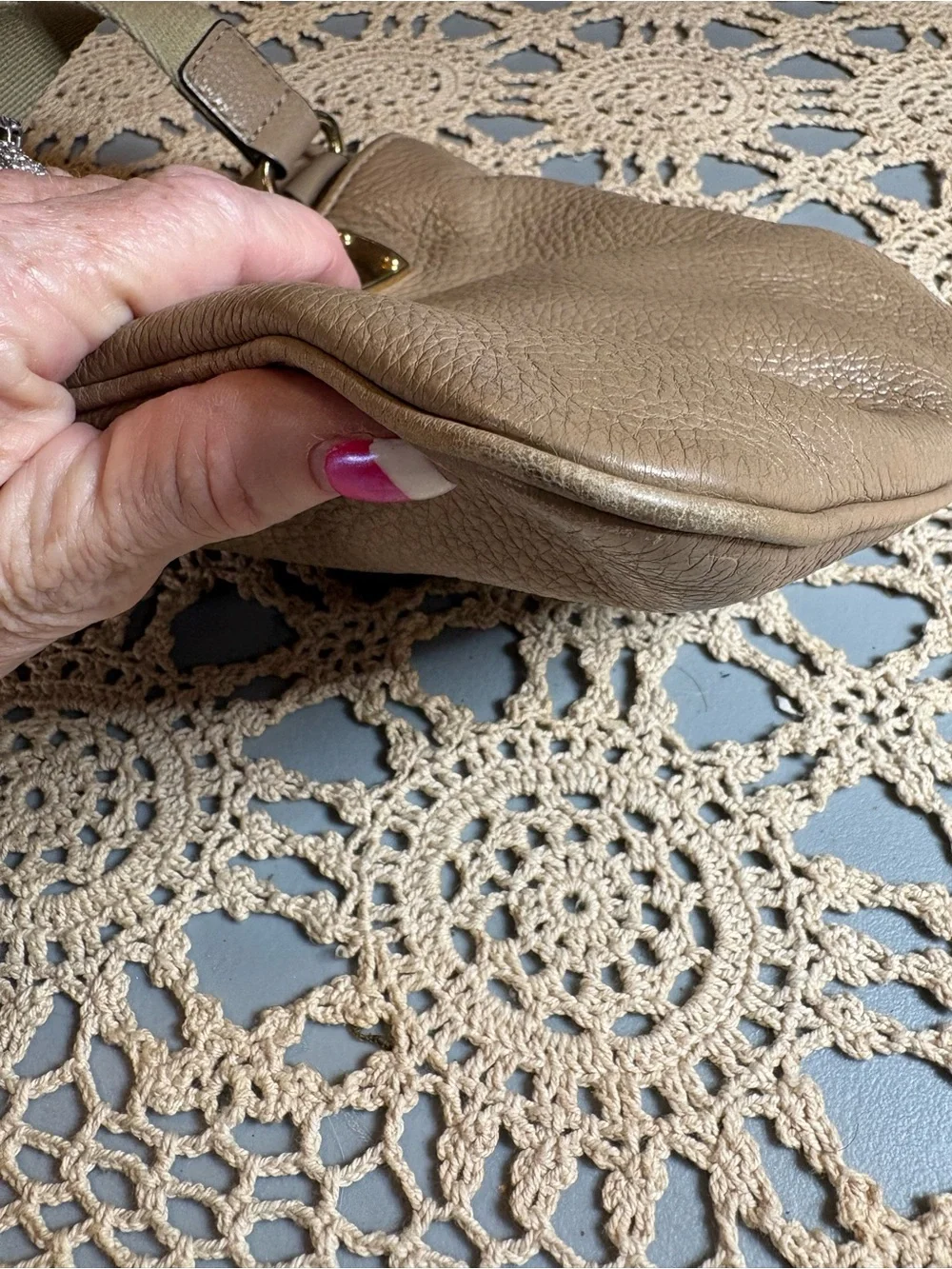 Michael Kors Pebble Leather Crossbody Wheat colored.
